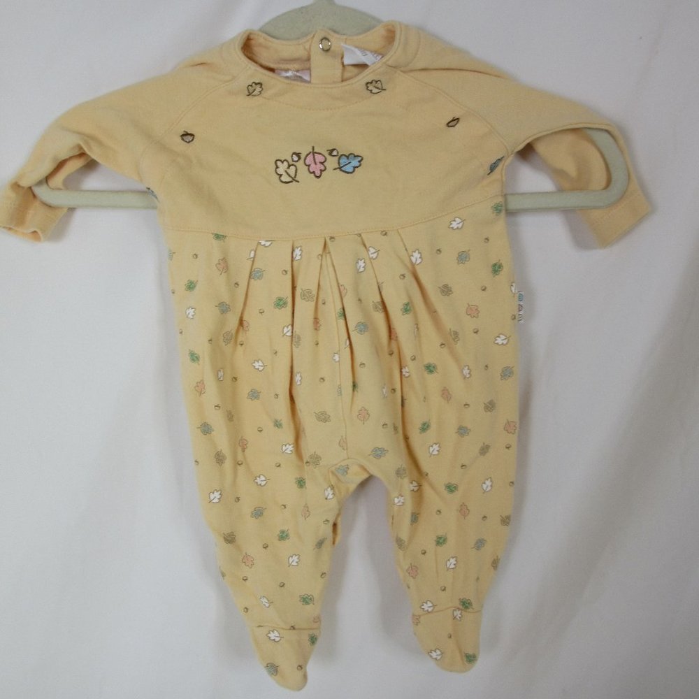 Cherokee Baby Footed One Piece Outfit Pajamas Baby Fall Leaves Yellow 0-3 Month